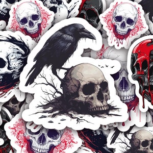 Skull Sticker Art, Skull Laptop Sticker, Gothic Sticker Art, Macabre Sticker, Notebook Vinyl Decal