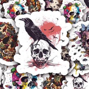 Skull Sticker Art, Skull Laptop Sticker, Gothic Sticker Art, Macabre Sticker, Notebook Vinyl Decal