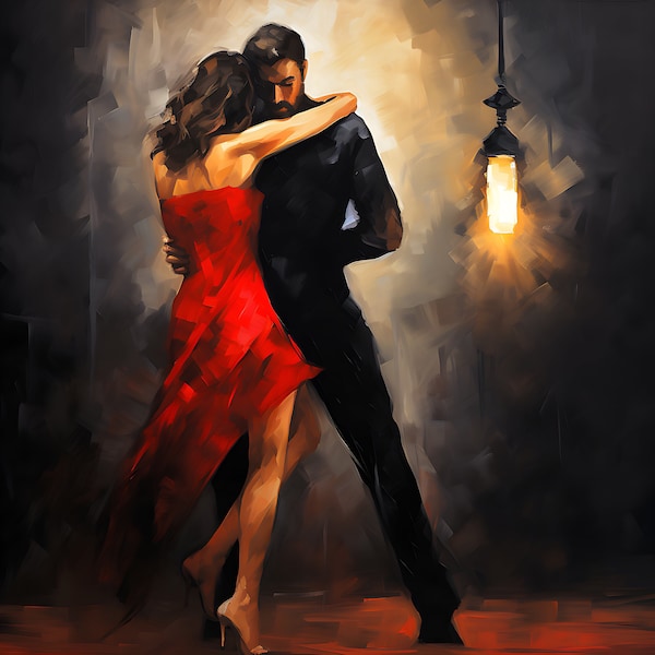 Danseurs de tango sous les lumières