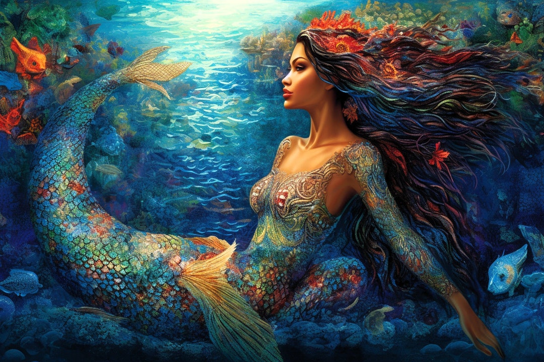 Colorful Mermer Images A Colorful Mermaid - Poster Series - Etsy