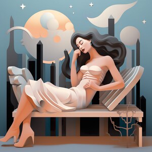 Sleeping beauty on a park bench - Modern Abstract Canvas