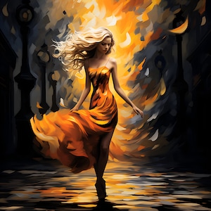 Beautiful Woman in a Yellow Dress - Contemporary Abstract Poster Series #4