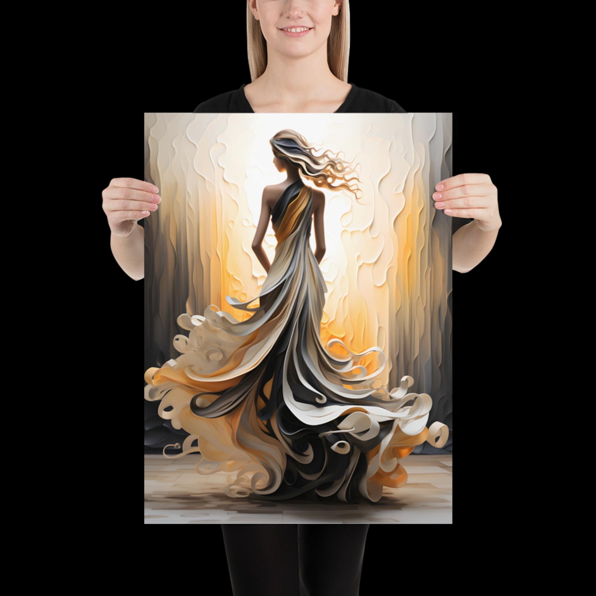 Beautiful Abstract Oil Painting Woman in Long Dress - Poster Series #10 ...