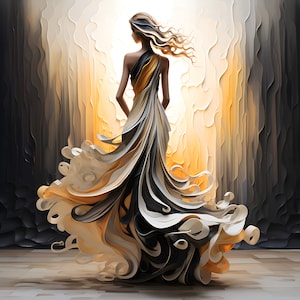 Beautiful Abstract Oil Painting Woman in Long Dress - Poster Series #10