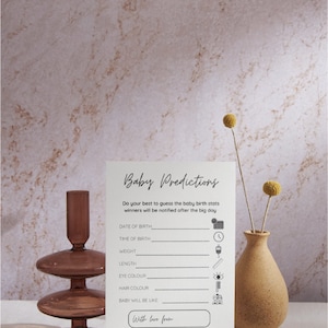 Personalsed Mnmalst Baby Shower Predcton Cards | Baby Shower - View #8