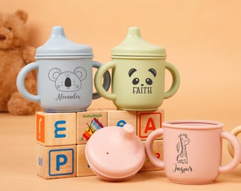 Personalized Silicone Sippy Cup, Custom Silicone Cup, Baby Silicone Sippy Cup, Engraved Name SippyCup, Toddler Cup, Baby Gift, Baby Tumbler