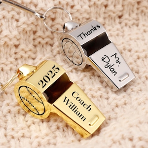 Personalized Whistle Necklace: Engraved Coach Gift