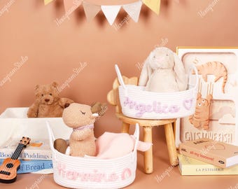 Personalized Baby Shower Gift Basket,Baby Shower Gift Basket ,Personalized Newborn Gift , Baby Name Gift ,Toy Storage Basket.