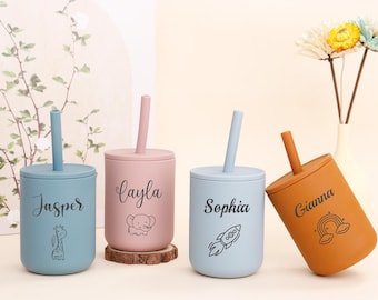Benutzerdefinierte Silikontasse, Baby Silikon Schnabeltasse, personalisierte Silikon Schnabeltasse, Gravur Name Schnabeltasse, Kleinkind Tasse, Baby Geschenk, Baby Becher