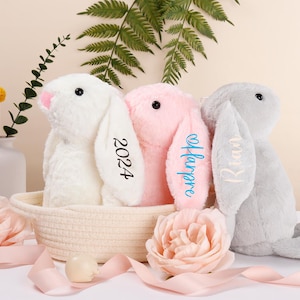 Conejito personalizado, conejito con monograma, regalo para recién nacido, regalo para baby shower, animal de peluche, conejito de peluche, regalo para niño, conejito con monograma