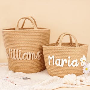 Benutzerdefinierte Name Baumwollseil Korb, Seil Baumwolle Baby Geschenkkorb, Baby Geschenkkorb, Spielzeugkorb, Neugeborenen Geschenk, Baby Namen Geschenk.