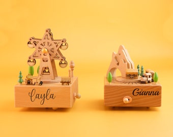 Personalisierte Spieluhr, Spieluhr aus Holz, Spieluhr mit graviertem Namen, Babypartygeschenk, Baby-Geburtstagsgeschenk, Spieluhr, perfekt für Geburtstage