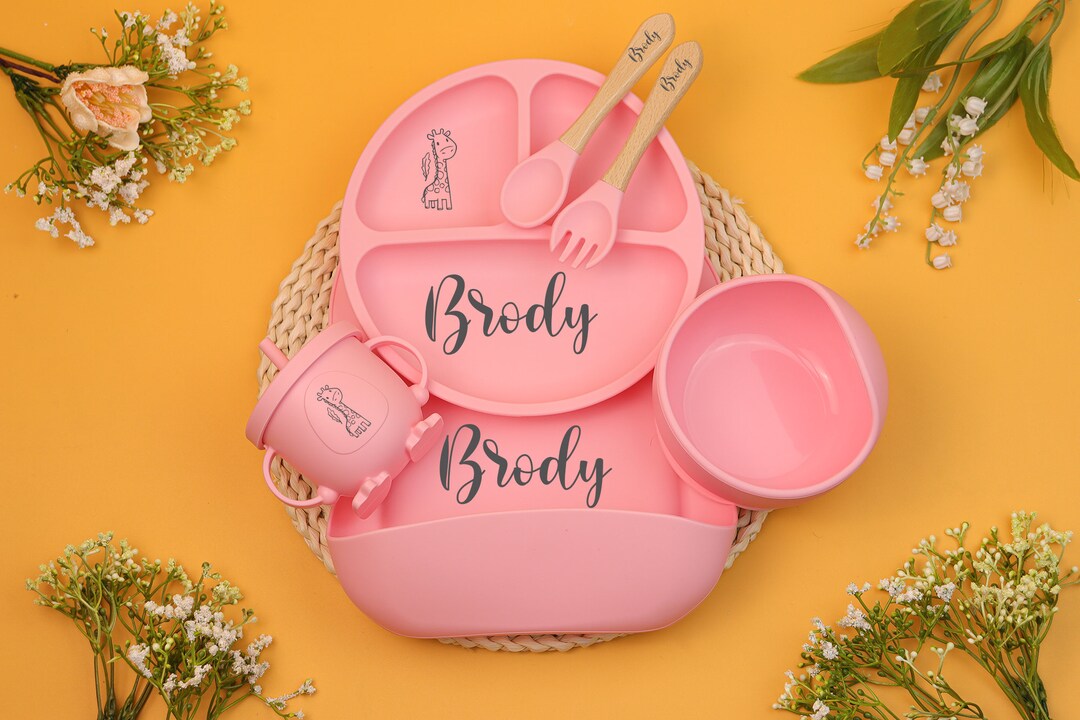 Personalised Animal Bamboo Baby Plate Spoon And Bowl Set With Suction - LLIE