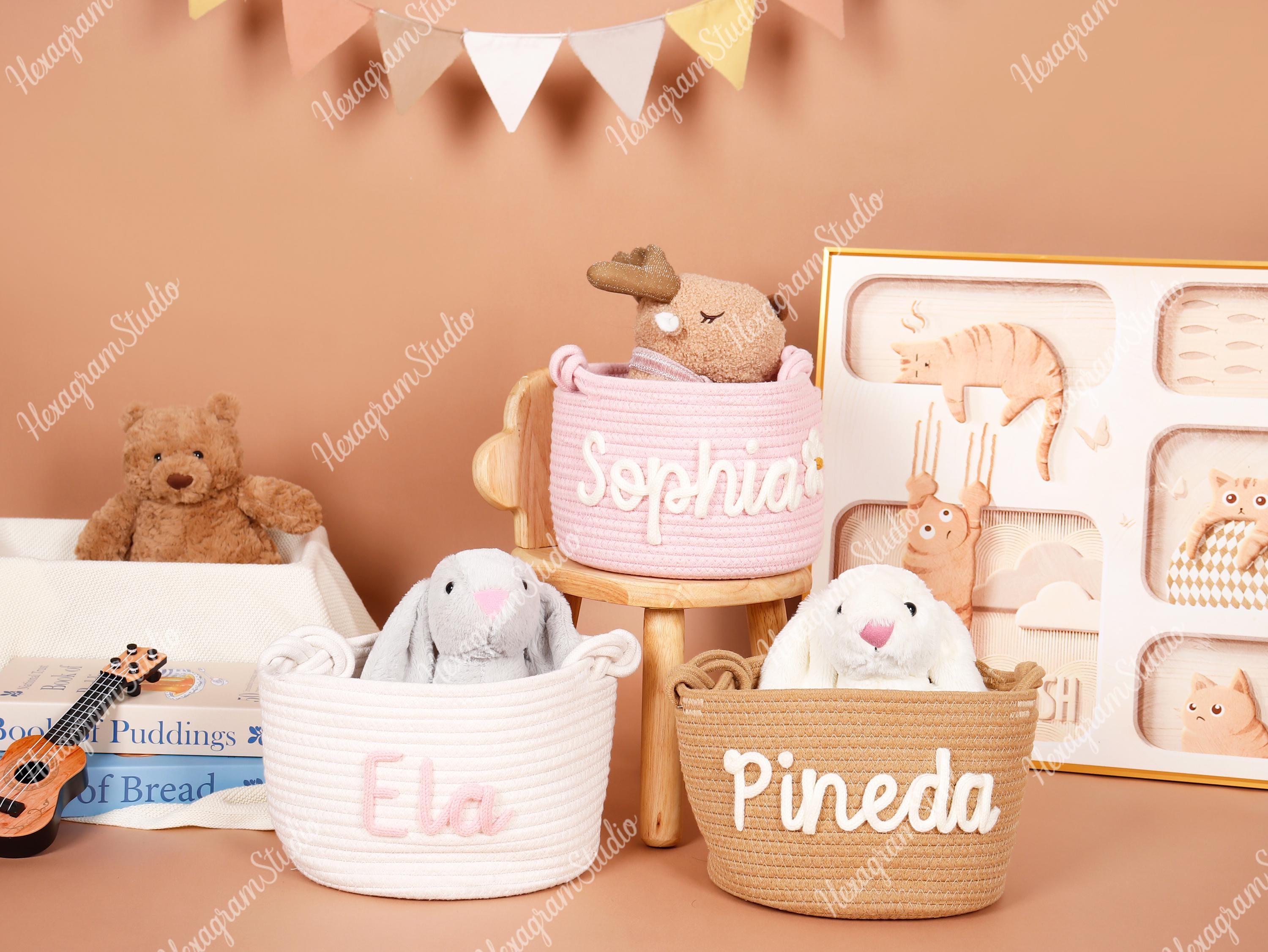 Personalized Baby Shower Gift Basket, Rope Cotton Baby Gift Basket, Baby Gift Basket, Toy Basket, Newborn Gift, Baby Name Gift.