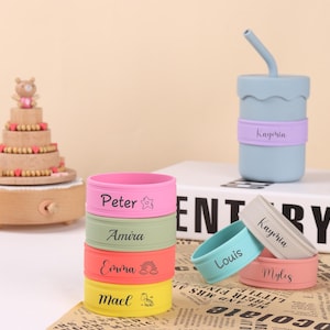 Personalized Silicone Bottle Bands For Baby,Ideal Birthday Gift For Kids,Engraved Baby Bottles Cup Labels For Her,Custom Bottle label.