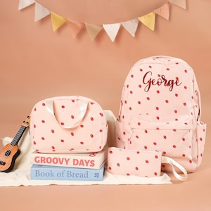 Custom Kids Backpack,Lunch Box and Pencil Case,Backpacks with Embroidery Name,Back To School 3pcs Set Bag,Gift for Kids,Birthday Gift