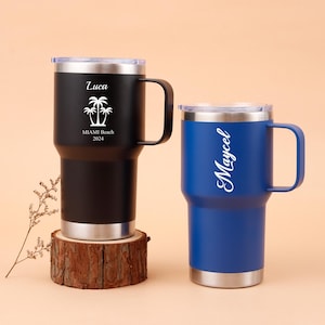 Personalized Engraved Tumbler with Handle,Custom Name Travel Mug,Stainless Steel Water Mug,Housewarming Gift,20oz/30oz Water cup