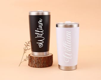 Vaso personalizado de 20 oz con grabado, vaso térmico con pajita, taza de viaje con nombre personalizado, regalo de inauguración de la casa, taza de agua de acero inoxidable