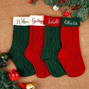 Personalized Knit Christmas Stocking: Custom Embroidered Family Holiday Decor