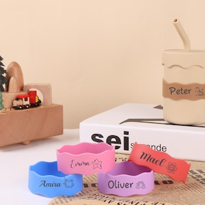 Personalized Silicone Bottle Bands For Baby,Ideal Birthday Gift For Kids,Engraved Baby Bottles Cup Labels For Her,Custom Bottle label.