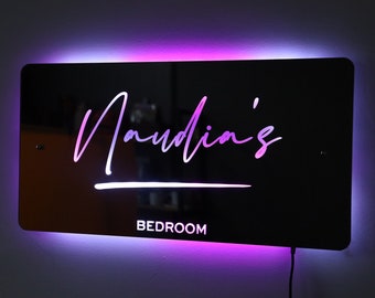 Personalized engraved mirror, LED mirror bedroom installation painting, ambient night light, gift for kids, Father's Day gift, couple gift.