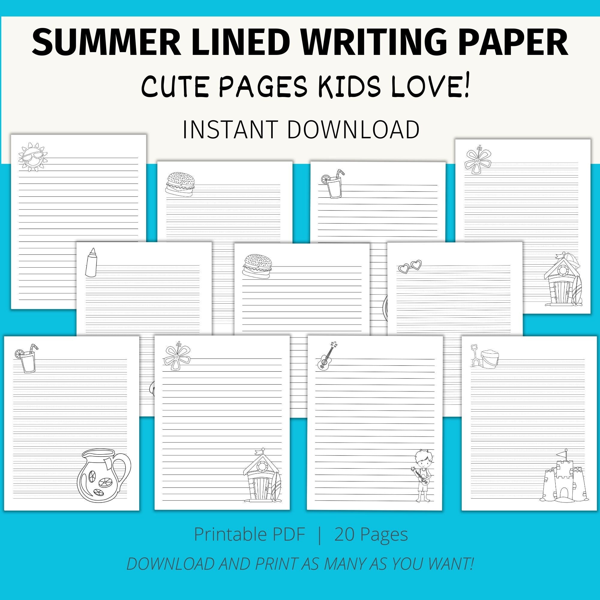 Free lined writing paper to print