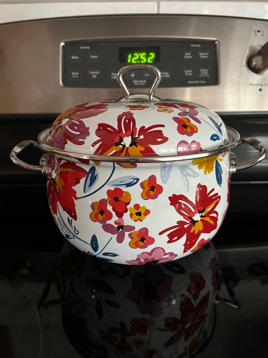 Rare CROFTON 4qt Enamel Floral Pattern Pot 8.5 In. Tall with Etsy