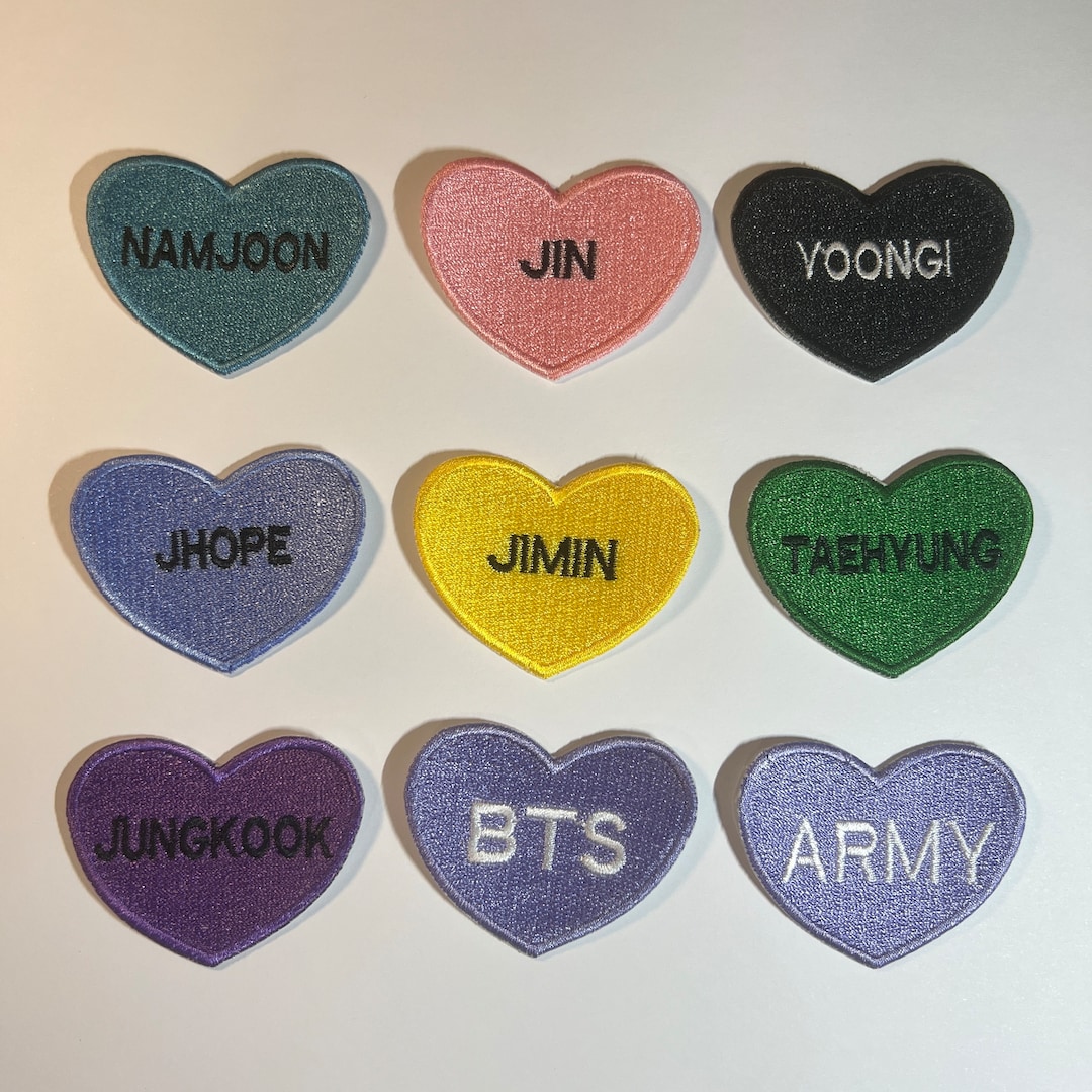 BTS Members Name Heart Embroidered Iron-on Patch - Etsy