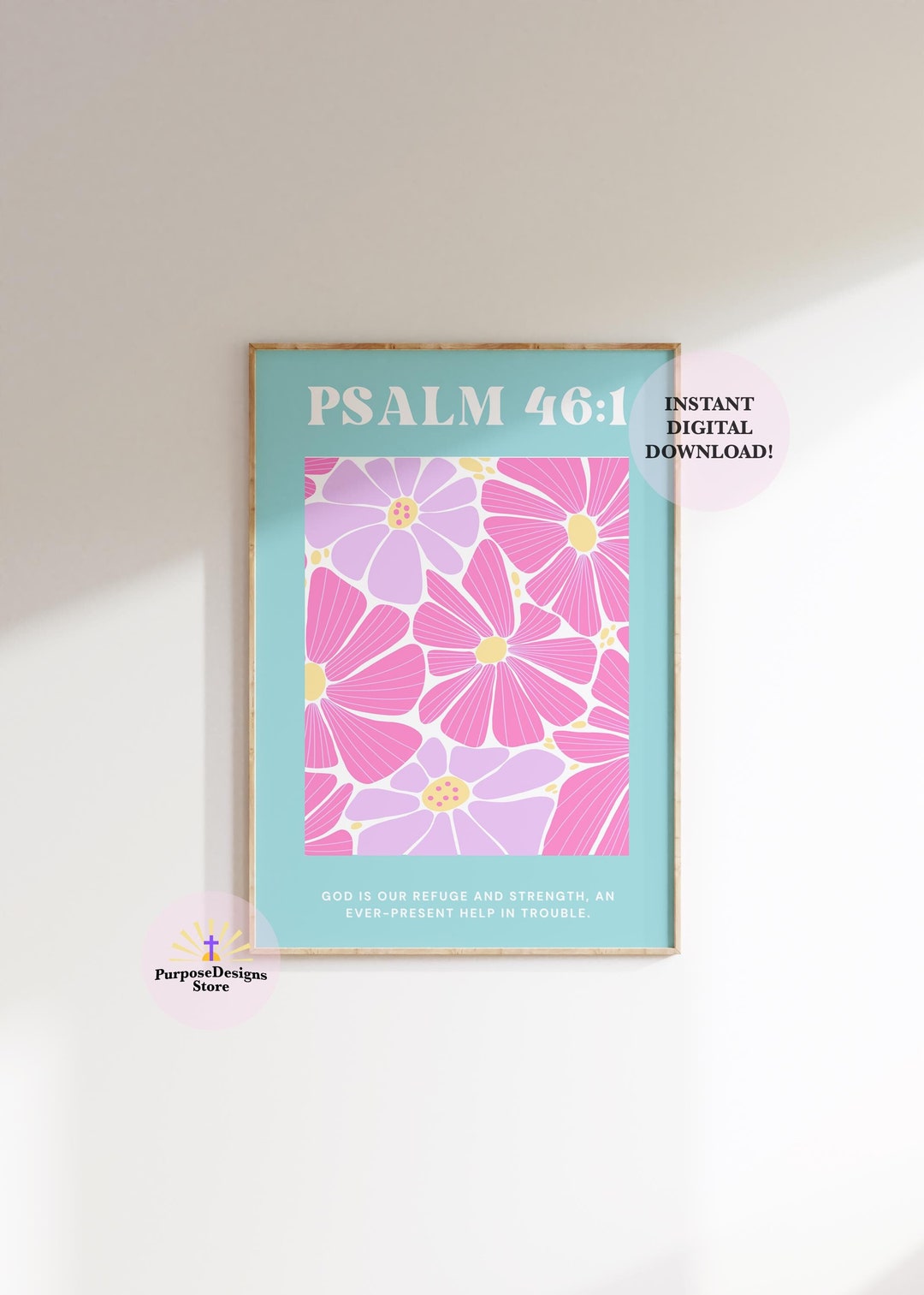 Psalm 46 Floral Print, Christian Bible Verse Art (digital Download) - Etsy