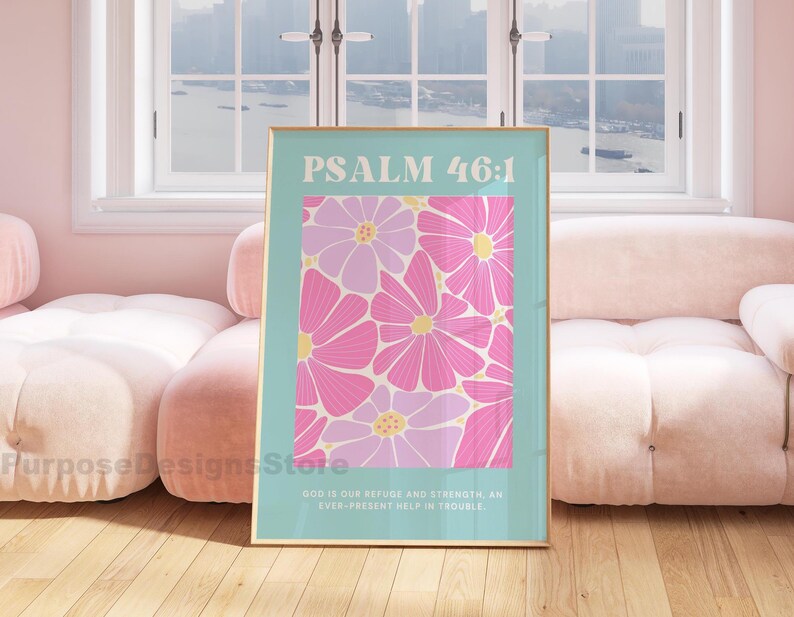 Psalm 46 Floral Print, Christian Bible Verse Art (digital Download) - Etsy