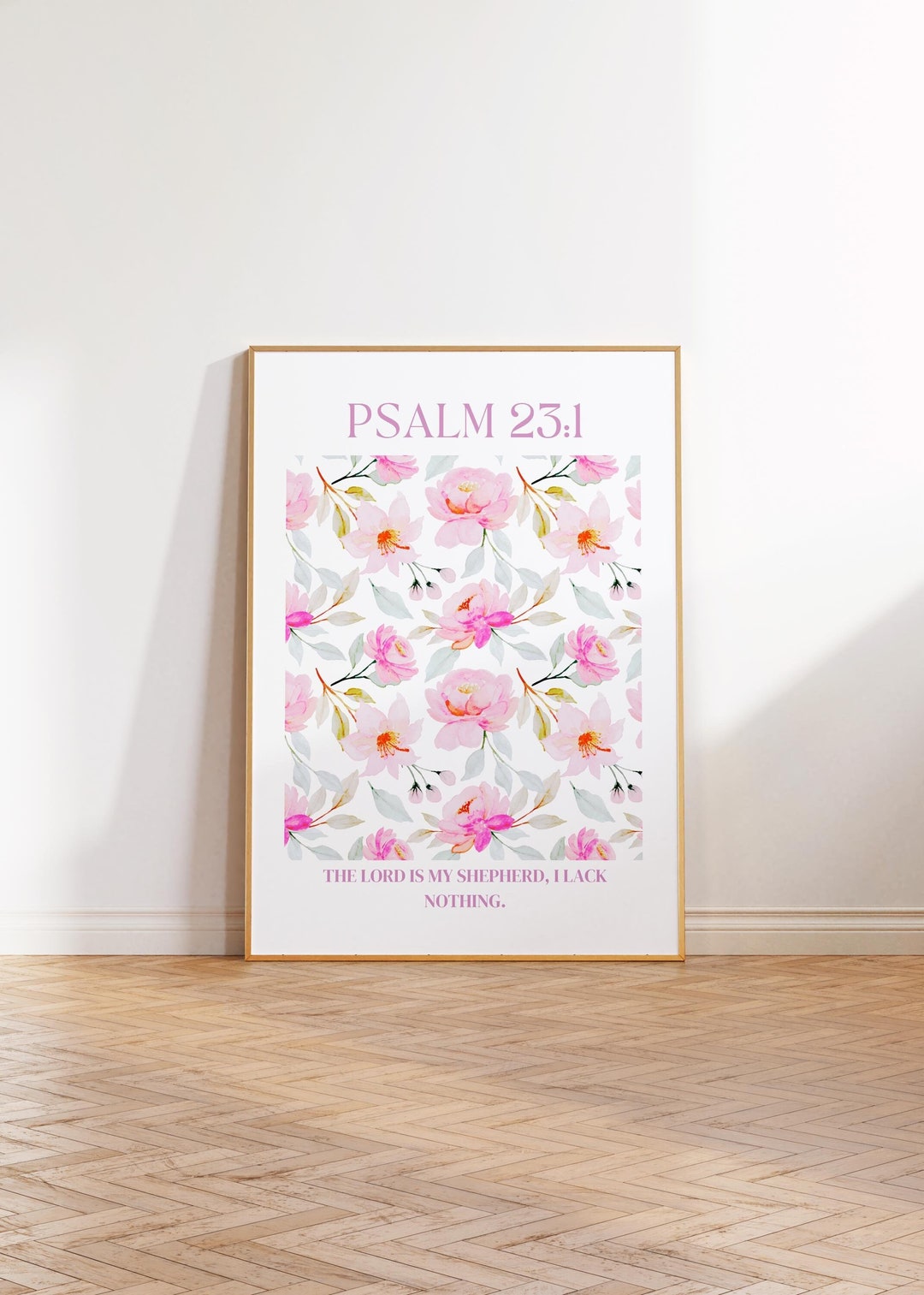 Psalm 23 Floral Watercolor Print, Pastel Christian Bible Verse Art ...