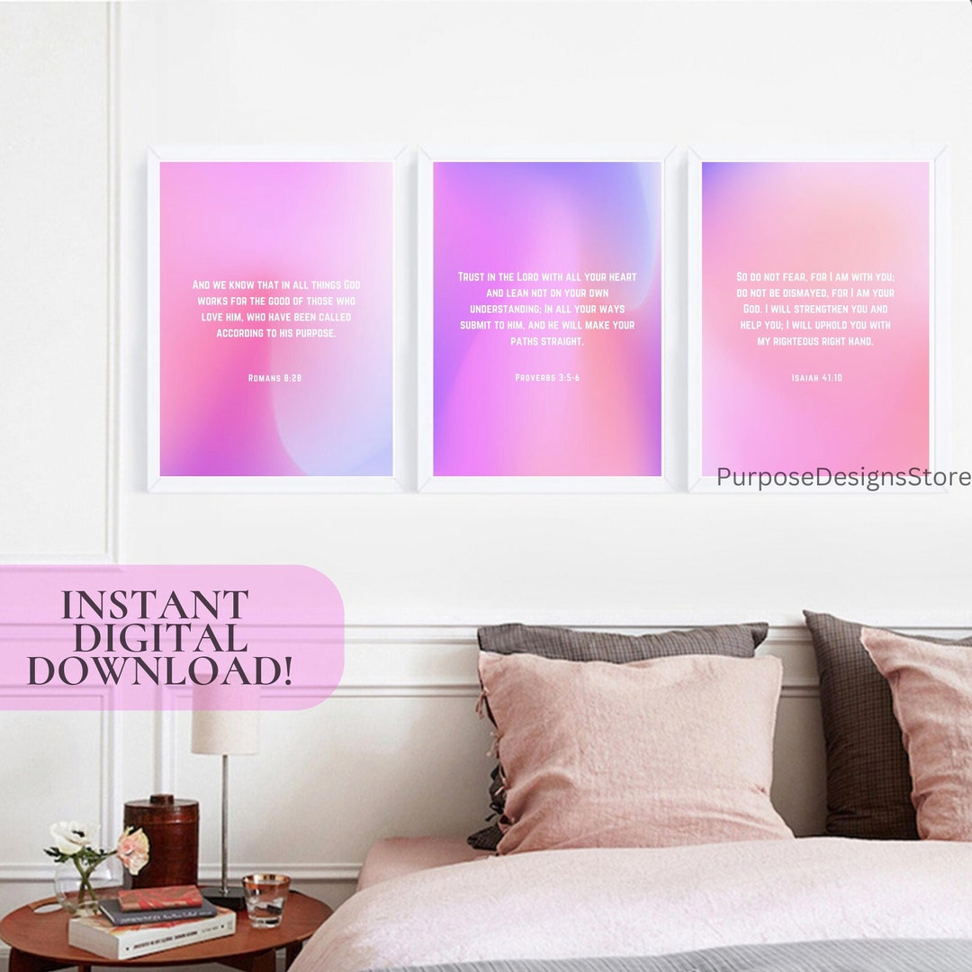 Gradient Background For Scripture Gradient Christian Bible Verse Print Set, Retro Decor (digital Download ...