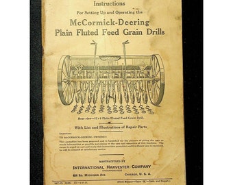 1935 McCormick Deering Grain Drill Planter Manuel d'utilisation