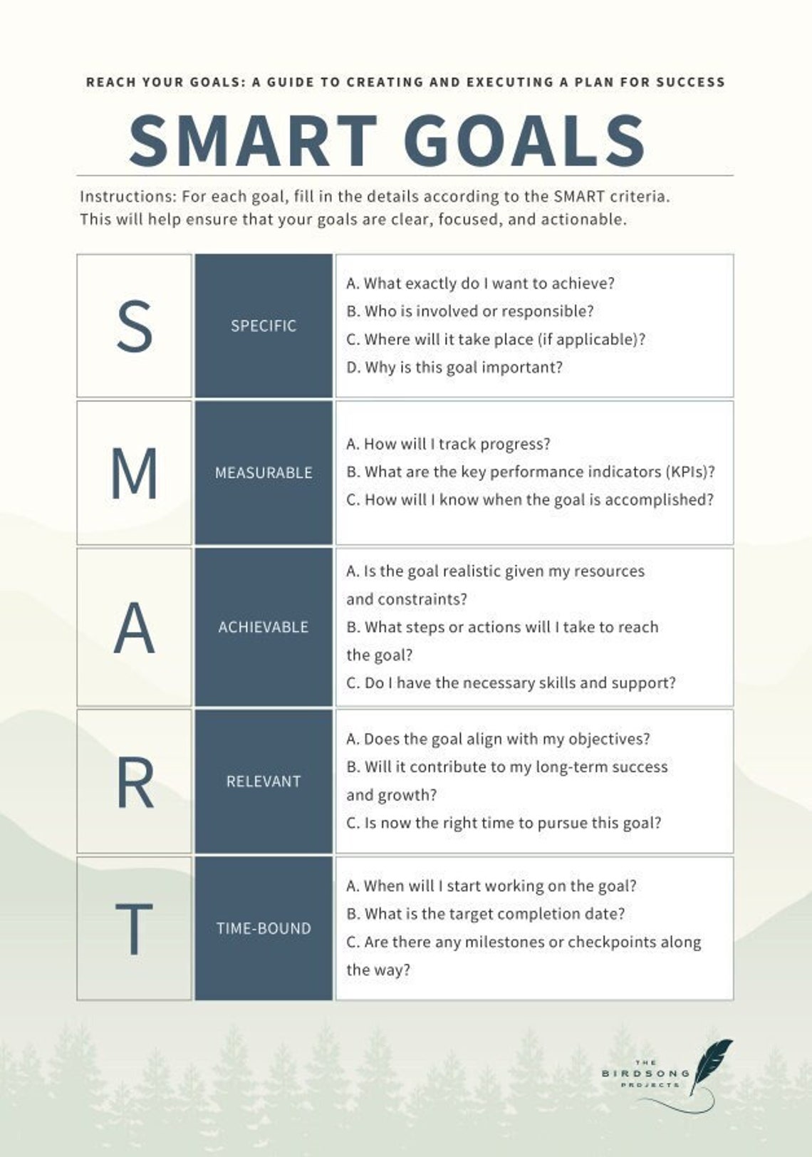 Reach Your Goals SMART Goal Setting Worksheet - Etsy
