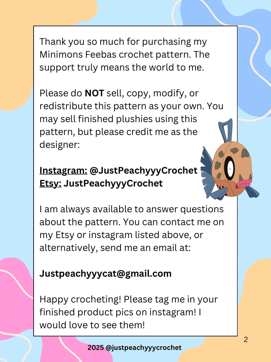 Minimon Feebas Pokemon Crochet Pattern - Etsy