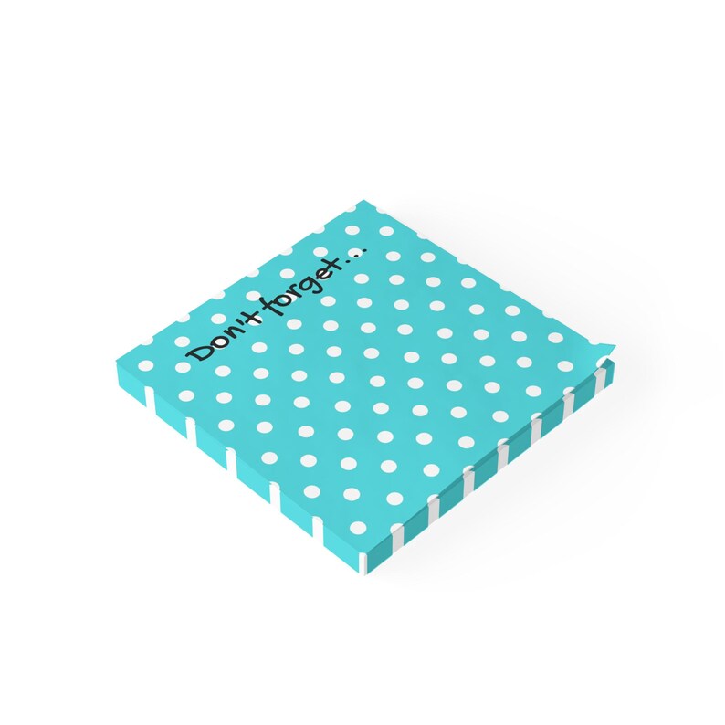 Turquoise Sticky Note Don't Forget Polka Dot Note Pad | Post-it Style Sticky Notes, Turquoise ...