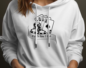 Casino Comfort Hooded Sweatshirt, Gift for gambler, Gift for him, Gambling shirt, Gambling Hoodie, Card player, Dice Hoodie, Casino night