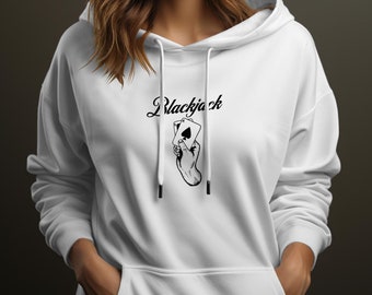 Blackjack Casino Comfort Hooded Sweatshirt, Gift for gambler, Gift for him,Gambling shirt, Gambling Hoodie, Player Card Hoodie, Dice Hoodie