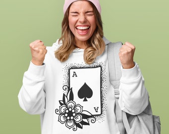 Casino Comfort Hooded Sweatshirt, Gift for gambler, Gift for him, Gambling shirt, Gambling Hoodie, Player Card Hoodie, Dice Hoodie