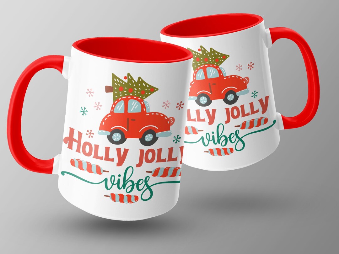 Holly Jolly Coffee Cup With Hot Chocolate Christmas Gift Etsy
