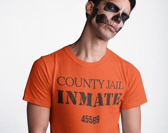 Prison Costume, Funny Halloween Jail Costume T-Shirt, Humorous Inmate, Prison Shirt, Halloween Costume t-shirt, Plus Size, Lazy Costume