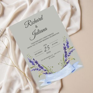 Royal Blue Wedding Invitations, Editable Invitation Template, INSTANT DOWNLOAD Wedding Invite, Printable Wedding Card Light Blue  Invites