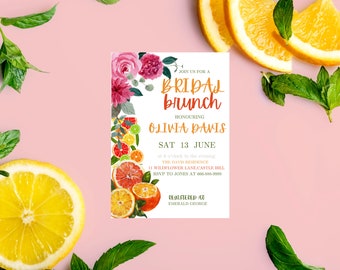 Citrus Bridal Shower Invite Bundle, Main Squeeze Bridal Shower Invite Suite, Citrus Floral Shower Invite, Printable Invite Orange Shower