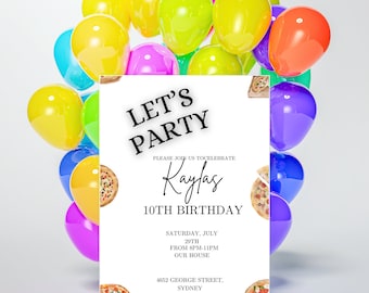 EDITABLE Pizza Party Birthday Invitation , Pizza First Birthday Invite, Kids Pizza Birthday Party 1st Birthday, Printable Template.