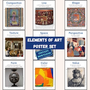 Formal Elements of Art Poster Set | Art decor | Art classroom | Art teacher | Printable poster | Classroom decor | Educational download