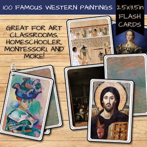 Famous Western Paintings Flashcards Printable | Famous Artworks | Art Classrooms | Art History for Kids | Montessori Art Cards | Fine Art