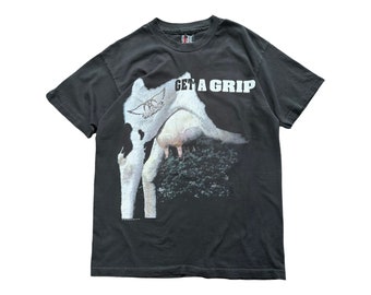 Vintage 1993 Aerosmith Get A Grip Tour álbum banda de rock concerto fã de música 90s ponto único algodão camiseta tamanho grande
