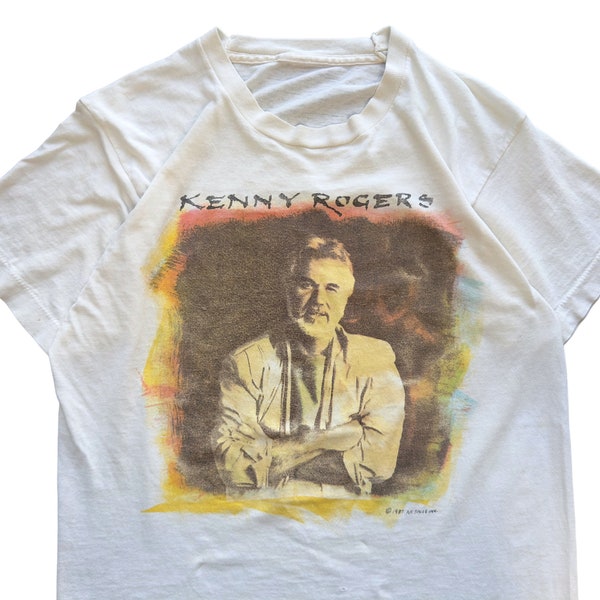RARE Vintage 1987 Kenny Rogers country music fan 80s soft Single Stitch soft tee T shirt Size L