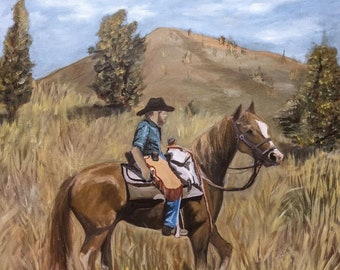 Heading West- Original oil painting of cowboy and his horse/ western art