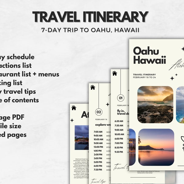 Voyage de 7 jours à Oahu Hawaii Itinéraire de voyage, mobile, vacances, guide de voyage, voyage planifié